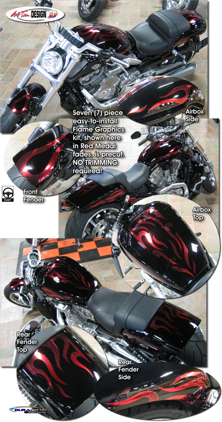 Auto Trim DESIGN HarleyDavidson VRod Muscle Flame Graphics Kit 1